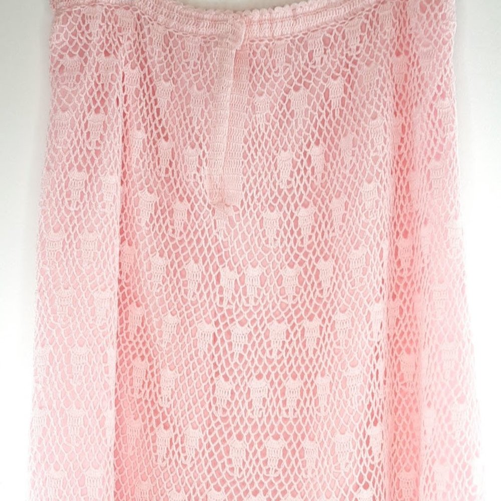 Elegant Vintage  Party Contemporary Pink Crochet  midi skirt - Picture 12 of 16